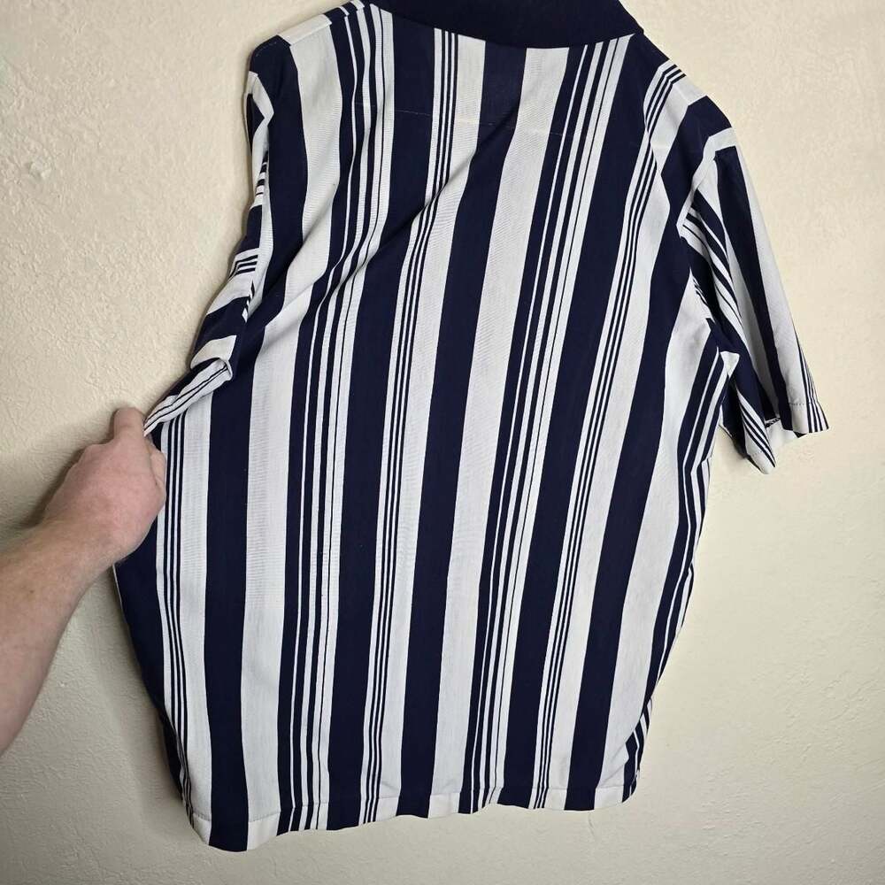 Arnold Palmer Vintage Striped Golf Polo Shirt Navy White - Picture 3 of 8